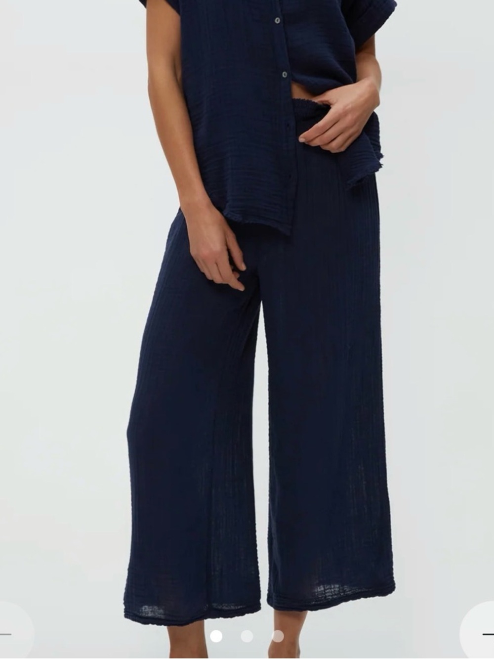 Michael Stars petite Medina gauze pant in navy